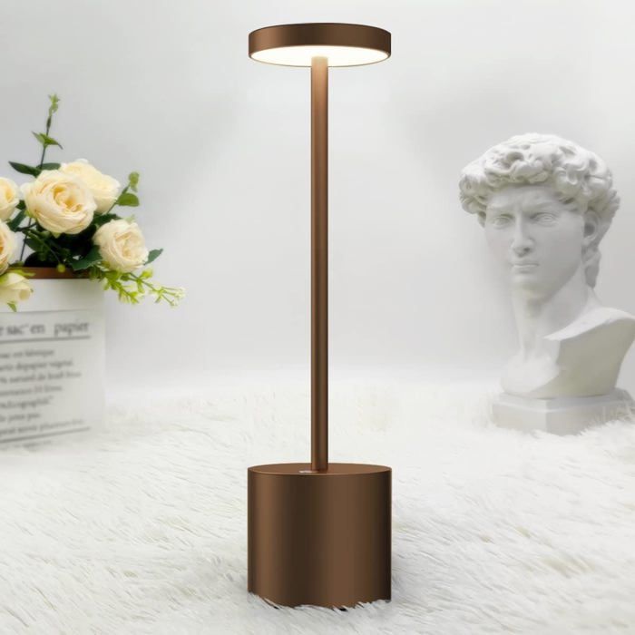 Lampe de table sans fil rechargeable 5000mAh lampe de bureau LED en métal design charge usb 3 modes de couleur pour chevet or rose