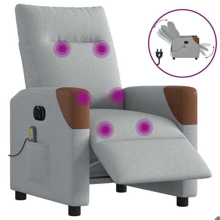 NEW 2026 Fauteuil Massant inclinable - Chaise simple - Multifonctionnel - électrique gris clair tissu 69x86x100 cm L3620