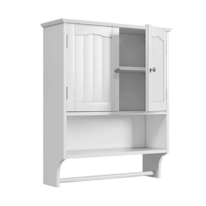 Armoire à Pharmacie Salle de Bain Murale Porte-Serviettes Étagères Réglables 56x19x70cm Blanc