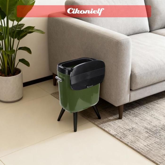 zerone Poubelle de cuisine Poubelle haute avec pieds à roulettes 15L grande capacité poubelle étroite droguerie support Vert