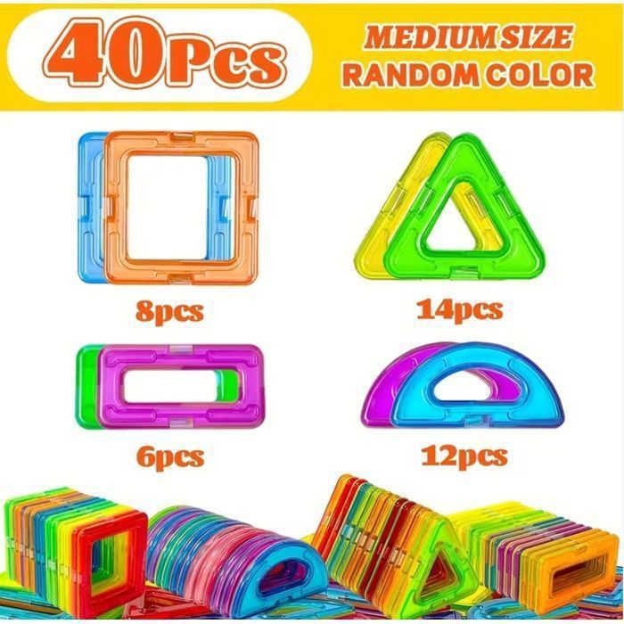 Jeu de construction magnétique 3D – 40 pièces à assembler aimantées – assemblage créatif – JustForVibe