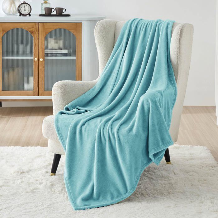 Plaid - Bedsure - Couverture en flanelle unie - Amazonite - 130x150cm