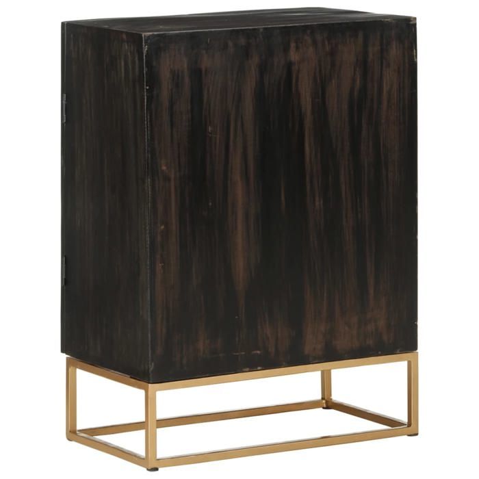 Enfilade de rangement Noir - Buffet Bahut - noir - 55x34x75cm - Bois massif de manguier et fer 695 947634711