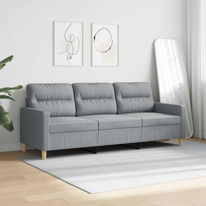 Antitaches Canapé à 3 places Scandinave - LEMONTREE - pour salon - Gris clair 180cm Tissu Size globales:198x77x80cm 2203765874