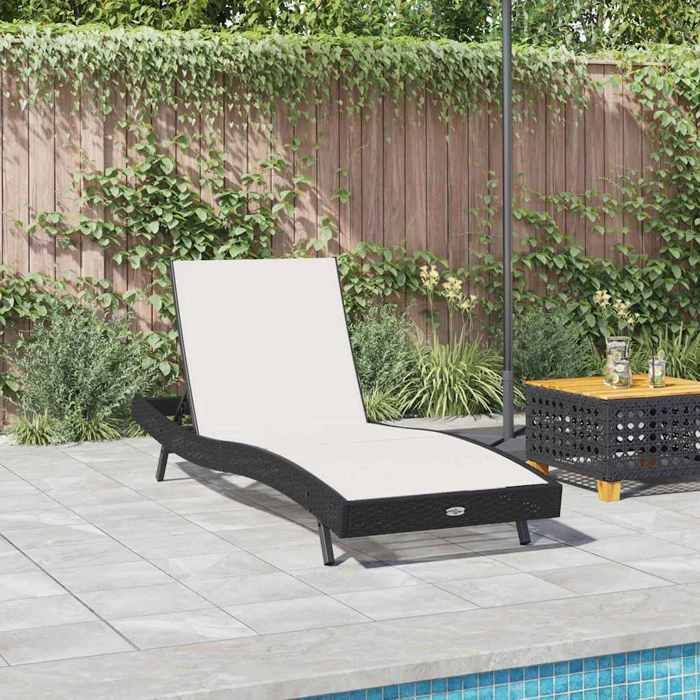 Noir Siège de jardin - Transat - 1 PC - Noir et Blanc 197x70x82 cm polyrotin C218