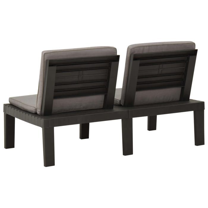 Banc de salon dextérieur Matériau durable Anti-uv avec coussin Plastique Gris - (130x65x70 cm) 36nskt