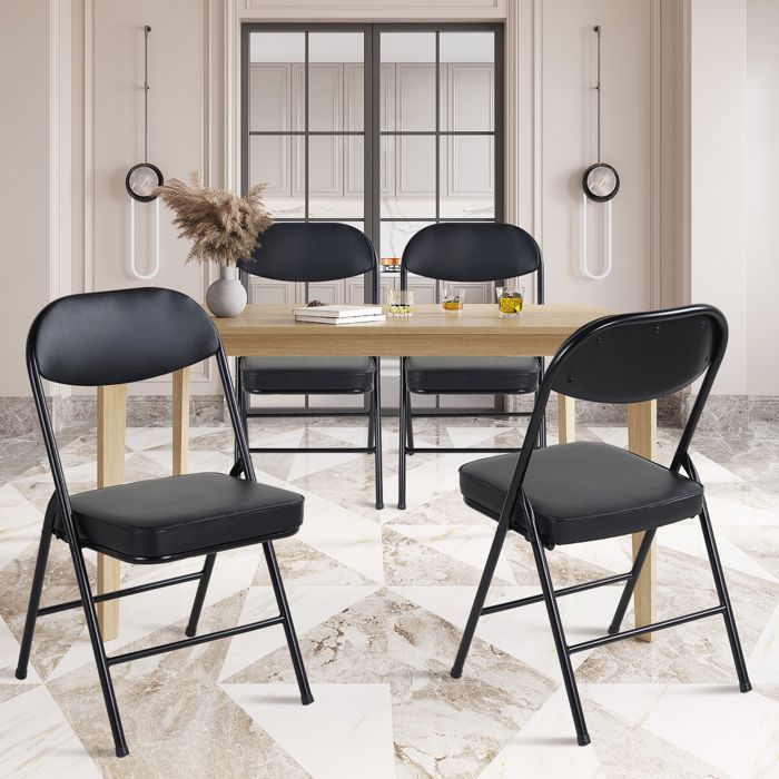 Chaises pliantes 4 paquets avec sièges rembourrés confortables et cadre métallique durable pour la maison et le bureau Capacité 220