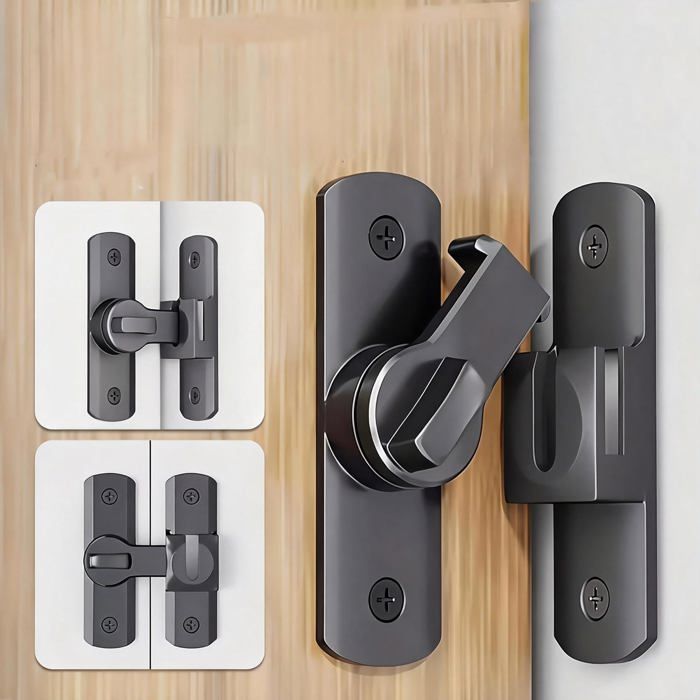 Verrou Coulissant Porte Grange Noir Flip 90/180 Degrés Alliage Zinc pour Porte Jardin Armoire Salle de Bain Matériel Serrure