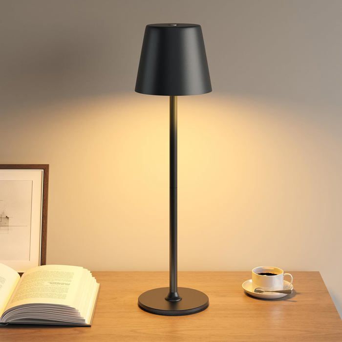 Lampe De Chevet Sans Fil Pour Chambre Veilleuse Enfant & Adulte Lampe Led De Décoration 3 Niveaux De Luminosité Réglables Noir