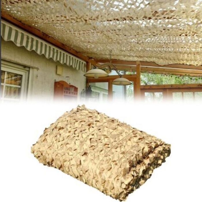 Filet de camouflage renforcé 210D couleur sable 4 x 5 m voile dombrage militaire pour décoration de fête de soleil de voiture