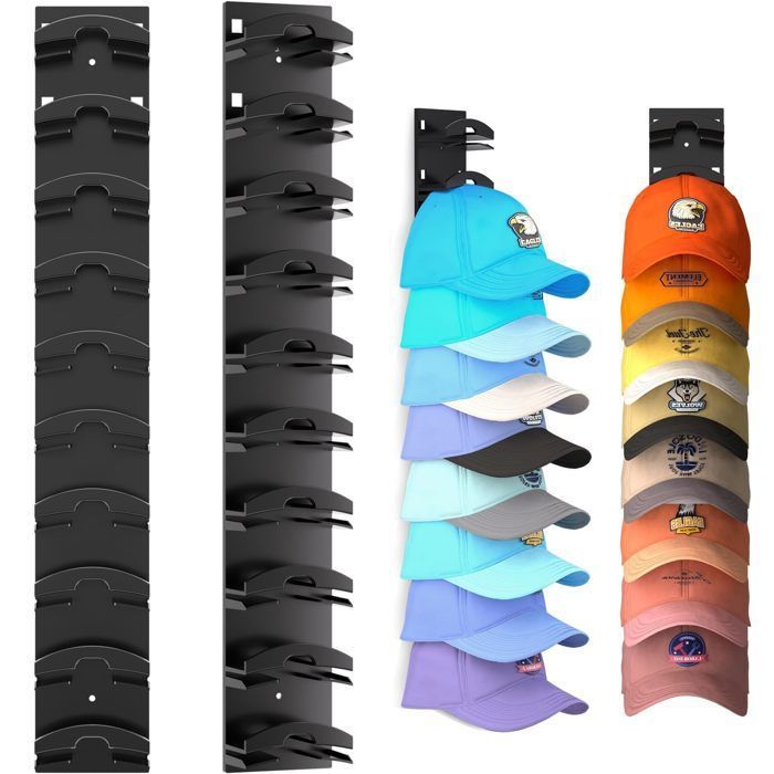 Lot de 2 porte Casquette porte-chapeaux mural adhésif puissant peut contenir jusquà 20 chapeaux porte-chapeaux multicouche