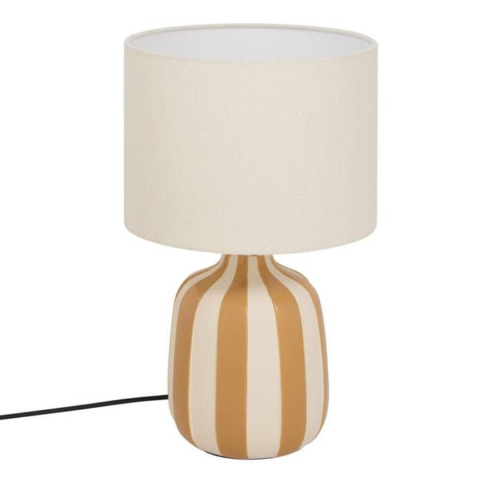 Lampe cylindrique Vilma H.415cm jaune rayé - Atmosphera Créateur dintérieur