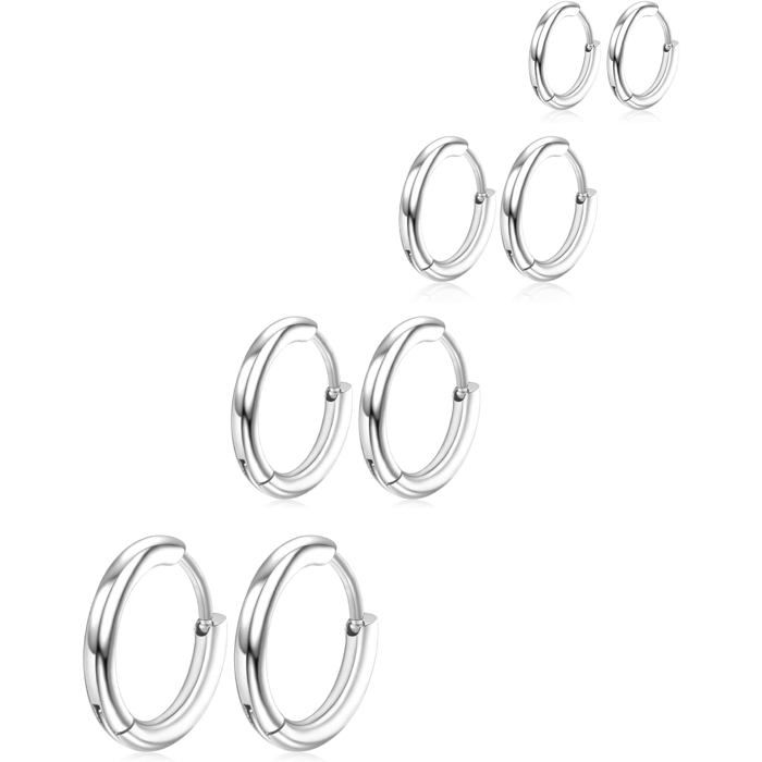 Boucles Doreilles Créoles - 4 Paires - Acier Chirurgical 316L - Hypoallergéniques - Pour Femmes Et DISTRIBUTEUR SACS DE DEJECTION