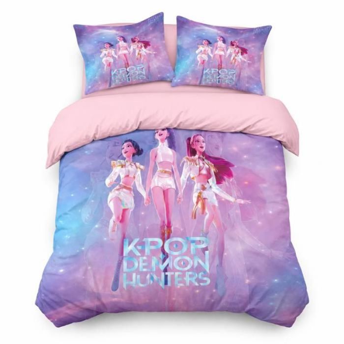 Anime Housse de Couette Motif Idole KPop Parure de lit 240x220cm en Polyester avec Housse de Couette et taie doreiller 50x75cm-n12