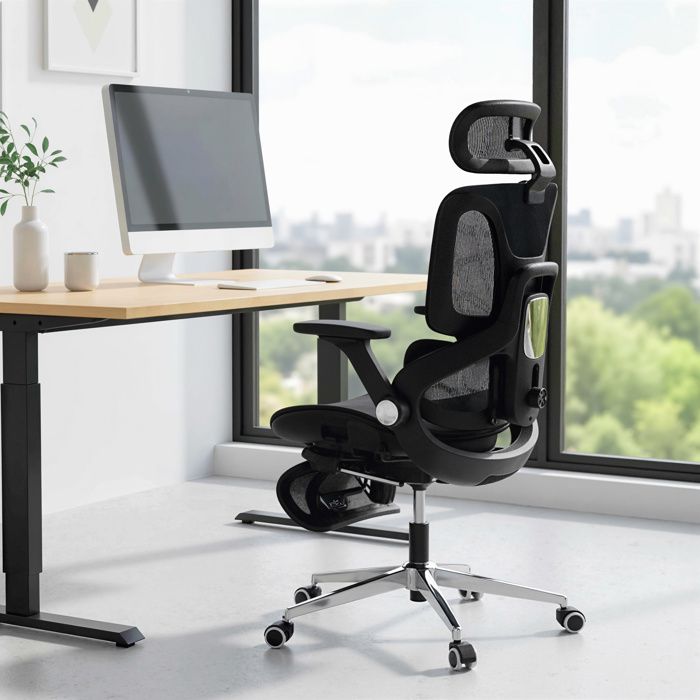 Chaise de bureau - Ergonomique maille - Accoudoirs 4D - Appui‑tête réglable - Inclinaison 135°