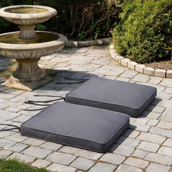 Coussin de chaise de jardin en polyester gris foncé lot de 2 45x45 cm déhoussable