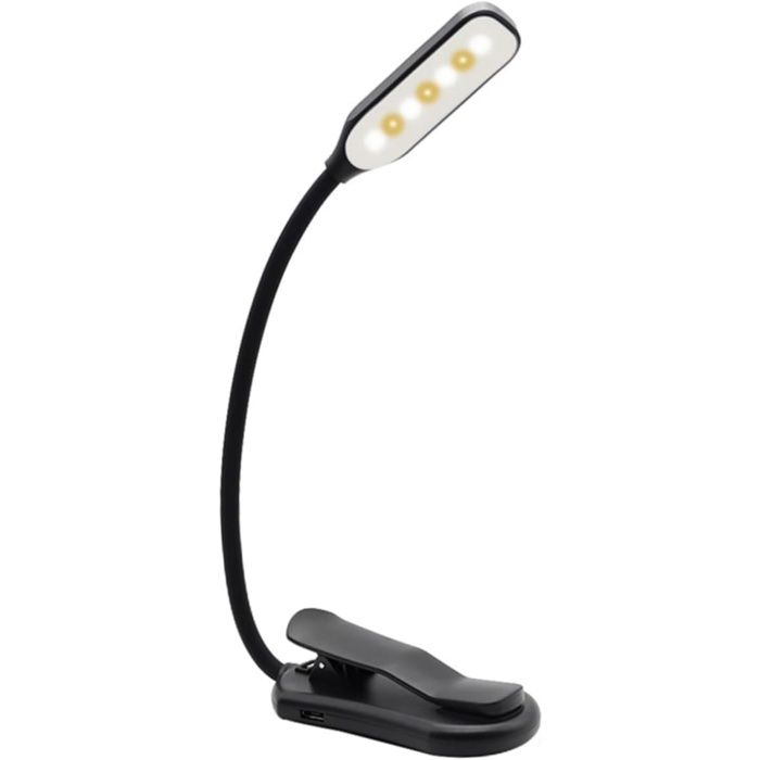 Lampe de lecture LED - 3 niveaux déclairage et rechargeable - Lampe de chevet - Lampe de lecture à pince rechargeable par USB - Noi