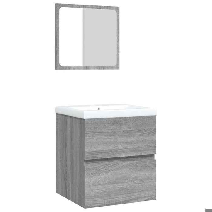 NOUVEAU Meuble sous vasque - Armoire lavabo de salle de bain et bassin et miroir - Sonoma gris - Anti lhumidité - 41x38.5x45cm4794