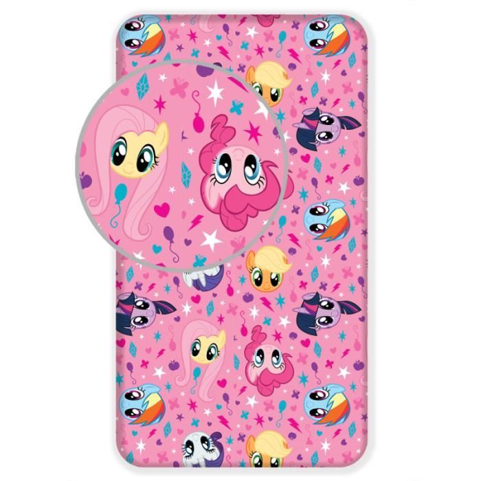 Drap housse - AC-DÉCO - My Little Poney - 90 x 200 cm - Coton - Rose