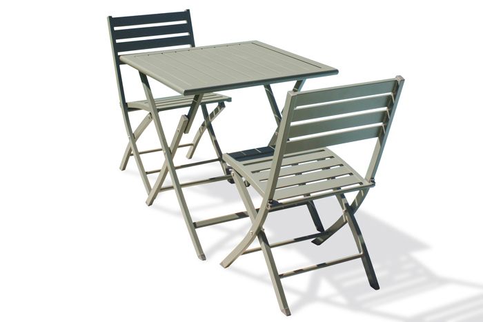 table de jardin marius-tb70-kaki pliante et 2 chaises marius-cp-kaki pliantes