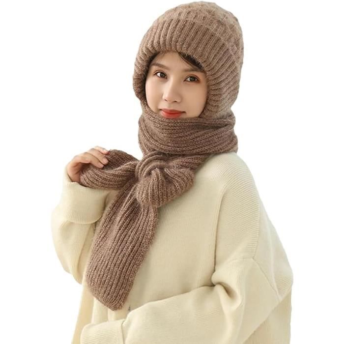 Bonnet coupe-vent avec protection auditive intégrée, écharpe chaude 2 en 1,  bonnet tricoté épais, bonnet d'hiver,Kaki - Cdiscount Prêt-à-Porter