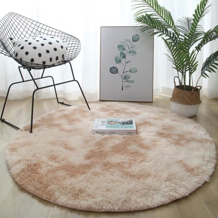 Tapis Salon Rond Shaggy - Diamètre 120cm - Tapis de Chambre - Doux Moelleux Polyester Tapis Sol