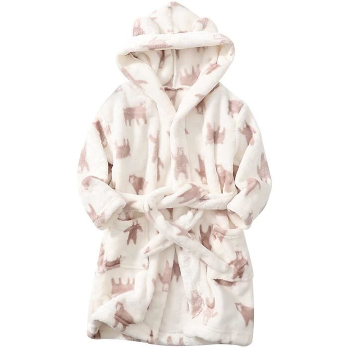 Peignoir de bain fille garcon a capuche en flanelle robe de chambre enfant avec ceinture sortie de bain bebe automne hiver 0 928 Cdiscount Maison
