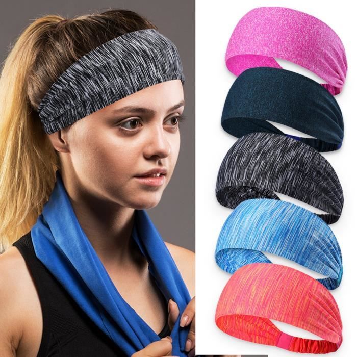 URAQT Bandeaux de Sport, 2PCS Bandeau Cheveux Femme, Headbands