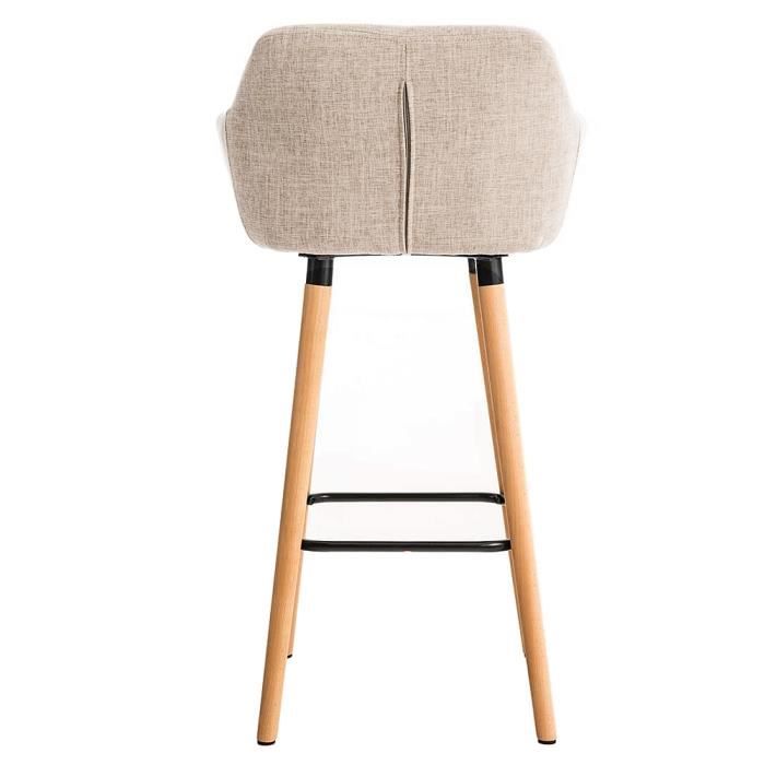 Lot de 2 Tabourets de bar - HOMBUY - Beige - Accoudoirs - Tissu - Ethnique - Ailleurs