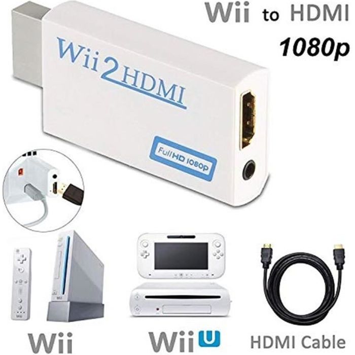 Adaptateur HDMI Wii Convertisseur Wii Hdmi avec 1,5 m de câble HDMI -  Cdiscount Informatique