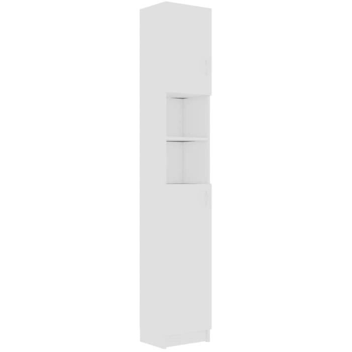 Armoire de Rangement pour Salle de Bain - Aggloméré - Blanc