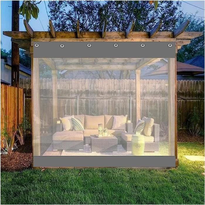 Rideau Extérieur En Vinyle Transparent Et Imperméable Pour Patio
