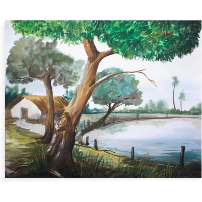 Kit Peinture Par Numéros Adulte - Toile 40x30cm Avec Cadre - Fleurs Sauvages - Peintures Acryliques Et Pinceaux Inclus