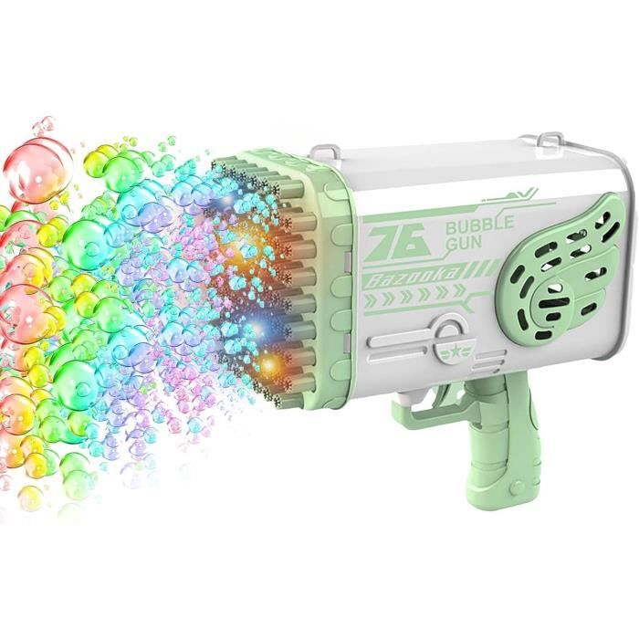 Pistolet à Bulles Automatique Gatling 69 Trous - Machine à Bulles Enfant Avec Lumière - Pour Fêtes, Jardin, été - Inclut Liquide