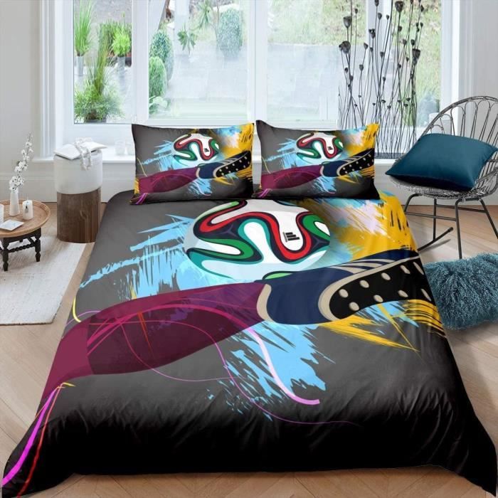 Housse De Couette 160X200 Foot Parure De Lit 2 Personnes Avec Fermeture