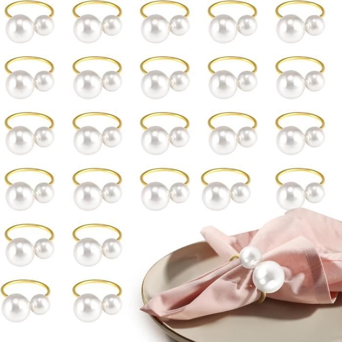 12 ronds de serviette boucle de serviette en or avec perles porte
