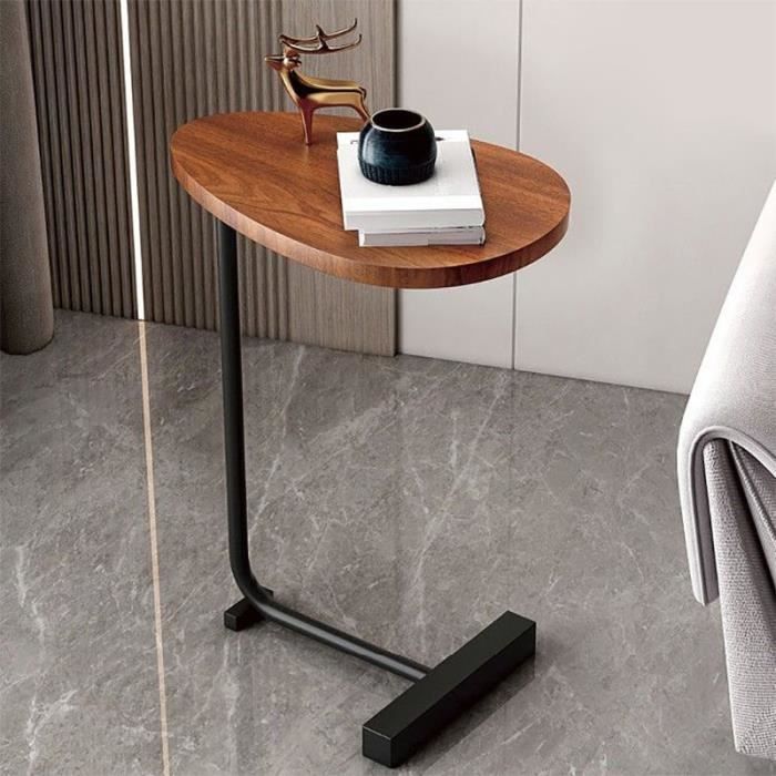 Table D'appoint Réglable En Forme De C - Double Plateau Pivotant 360° - Hauteur 55-85 Cm - Pour Canapé Ou Lit