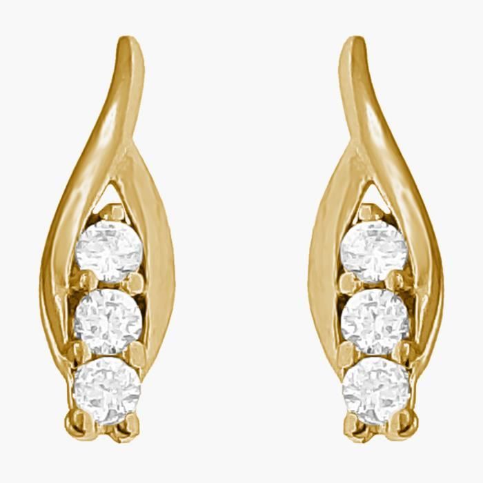 Boucles D'oreilles Plaqué Or 18 Carats Avec Zirconium - Neuf Avec étiquettes - Femme