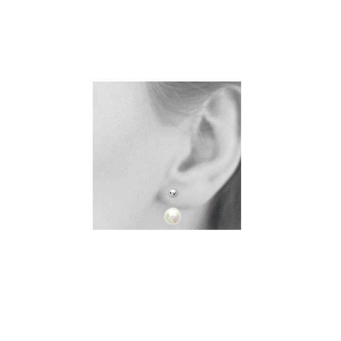 Boucles D Oreilles Boule Perles Blanche Devant Derriere Argent Massif 925 Rhodie Achat Vente Boucle D Oreille Boucles D Oreilles Boule Pe Femme Adulte