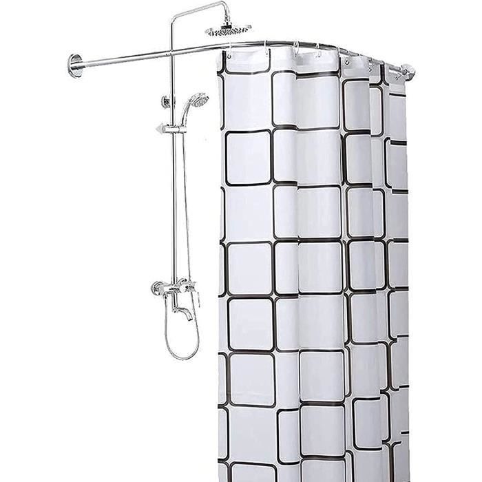 Ensemble Rideau De Douche Pliable Avec Tringle Sans Percage - Rideau Lin Anti Moisissure Imperméable (Blanc, 138 Cm + 25 Cm)