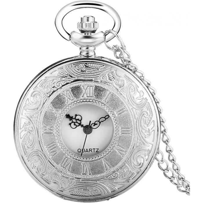 Montre Vintage Womage NOS - Chiffres Romains, Boîtier 29mm Argent, Bracelet Cuir - Avec Pile Neuve - Unisexe