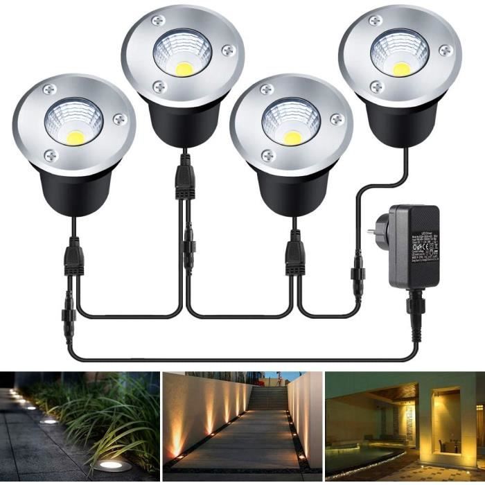 Spots LED Adiwo Lot De 2 - Éclairage Sol Dimmable, 3 Températures Couleur, Télécommande