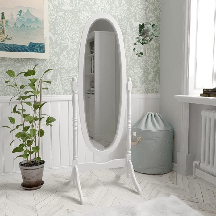 Miroir Sur Pied Nishano 145cm - Miroir Cheval Réglable Bois Noir