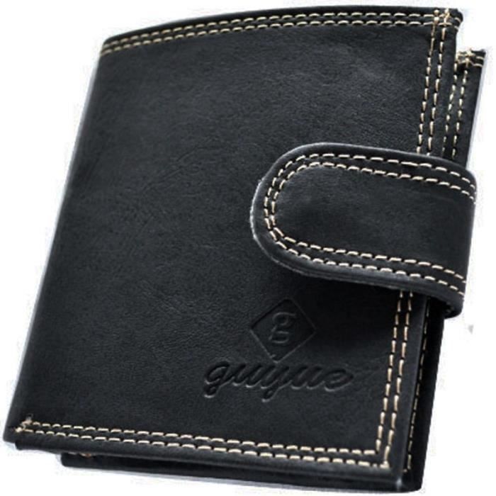 Charmoni Grand Portefeuille Homme 4 Volets Cuir Synthétique Noir - 7 Cartes + Porte-Monnaie