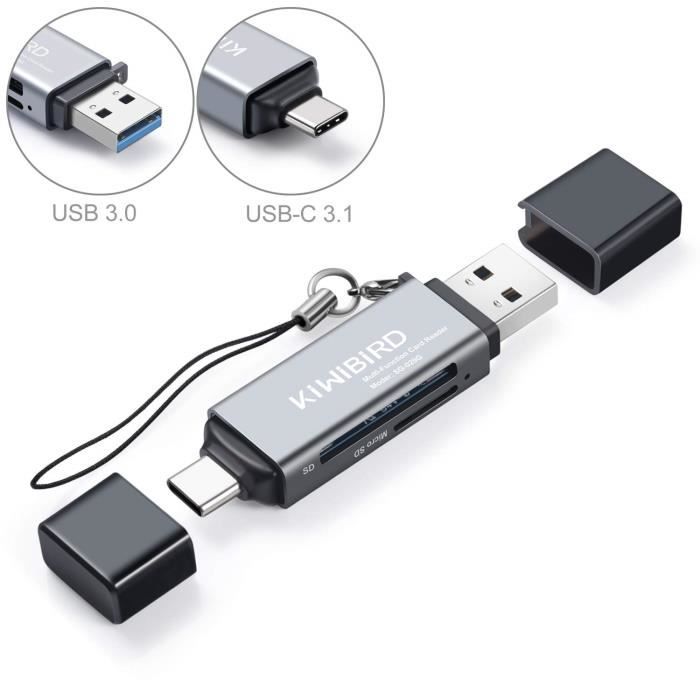 Lecteurs de carte mémoire externes KiwiBird USB-C 3.1 Type C et USB 3.0 OTG  Adaptateur Carte, Lecteur Carte SD SDHC SDXC 68014 - Cdiscount Informatique