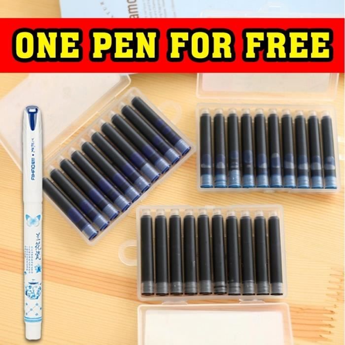 Recharge de cartouches d'encre de stylo jetables bleu 10 pièces
