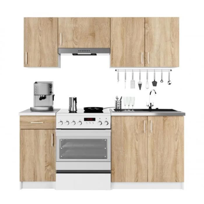Alto - cuisine complète modulaire linéaire l 180cm 6 pcs - plan de travail  inclus - ensemble meubles de cuisine modernes - blanc - Conforama