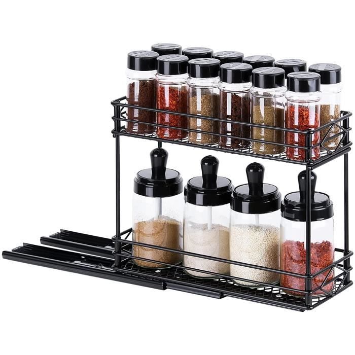 ETAGERE A EPICES étagère à épices coulissante pour armoire, 2 niveaux, robuste, coulissante
