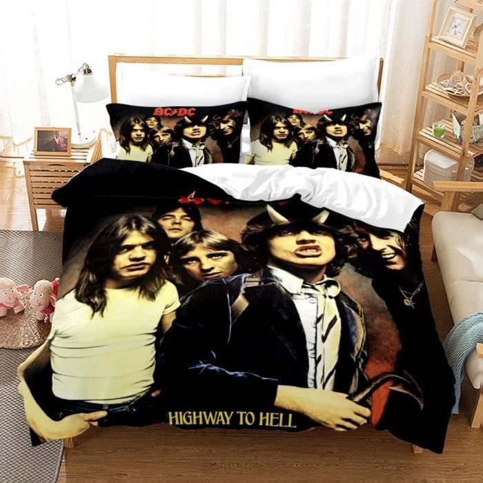 Housse de Couette AC DC - Multicolore - Impression 3D - 220x240cm ...