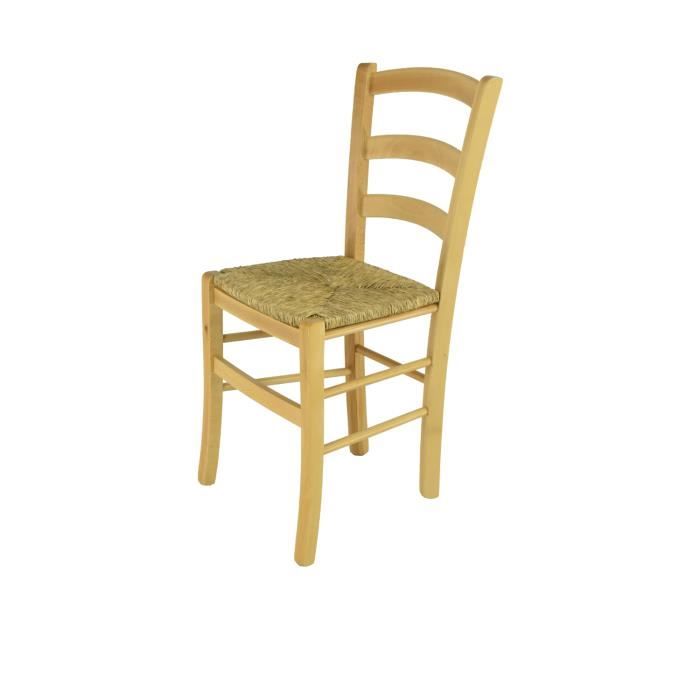 Tommychairs - Chaise cuisine VENICE robuste structure en bois de hêtre peindré en couleur naturelle et assise en paille